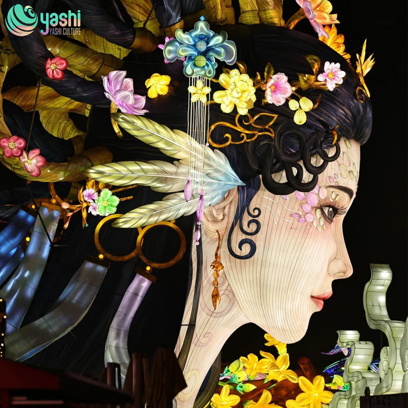 Custom Giant Heavenly Palace Building Zigong Lantern, Chinese Myth Ancient Palace LED Light Sculpture, Waterproof Large‑Scale Outdoor Light Installation