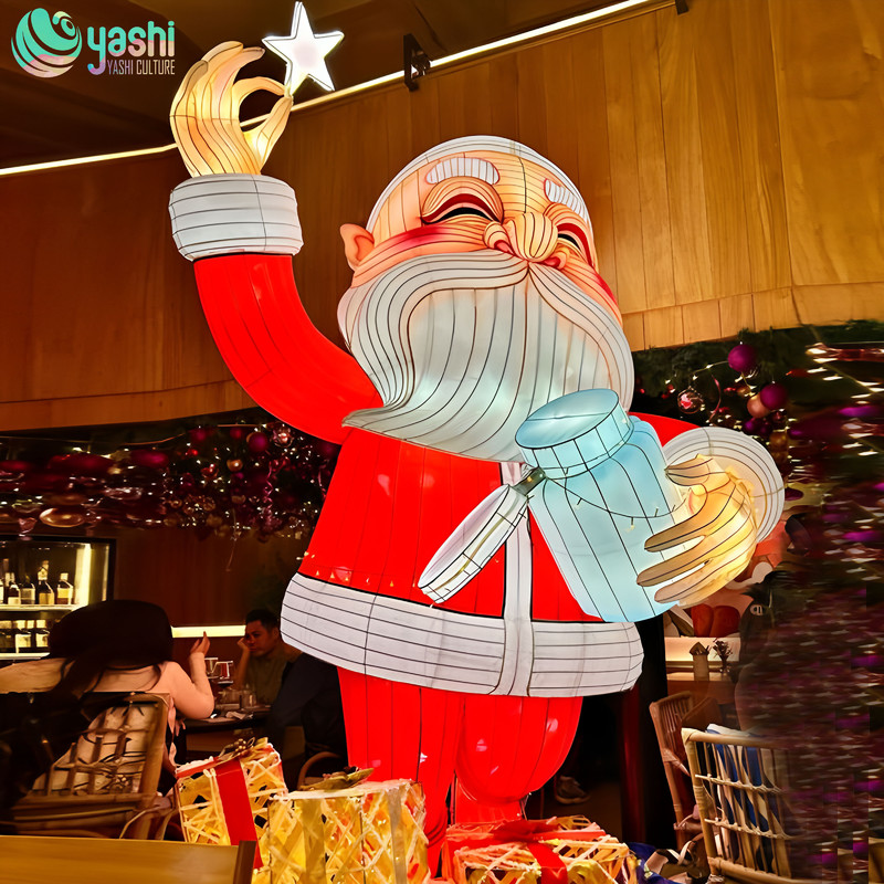 Handmade Christmas-themed lanterns in the shape of Santa Claus for festival party decorations