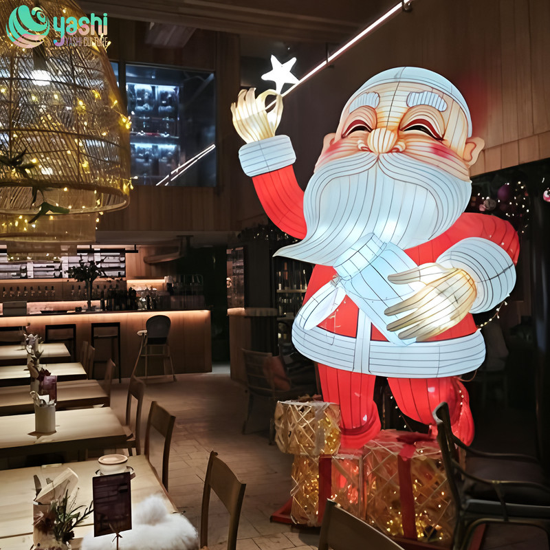 Handmade Christmas-themed lanterns in the shape of Santa Claus for festival party decorations