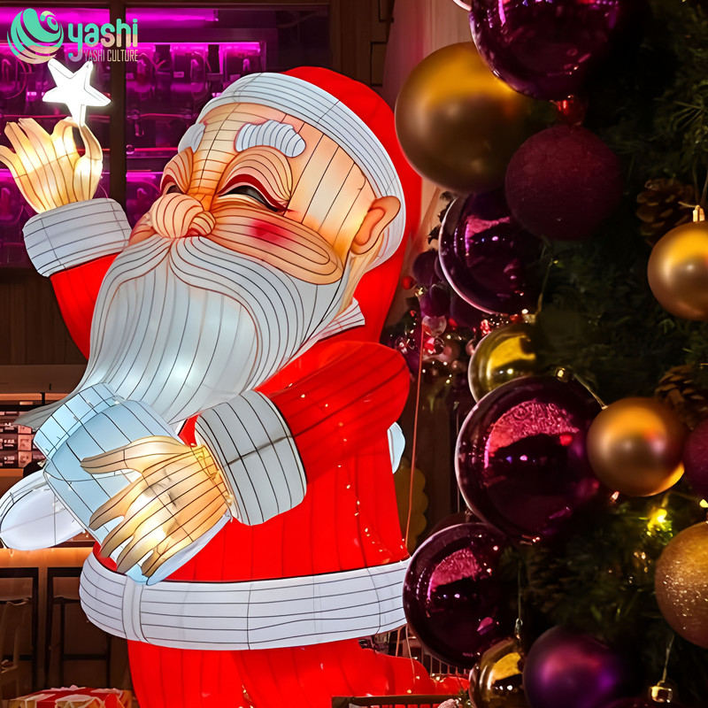 Handmade Christmas-themed lanterns in the shape of Santa Claus for festival party decorations
