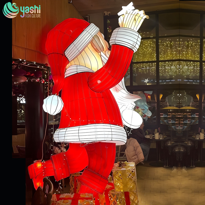 Handmade Christmas-themed lanterns in the shape of Santa Claus for festival party decorations