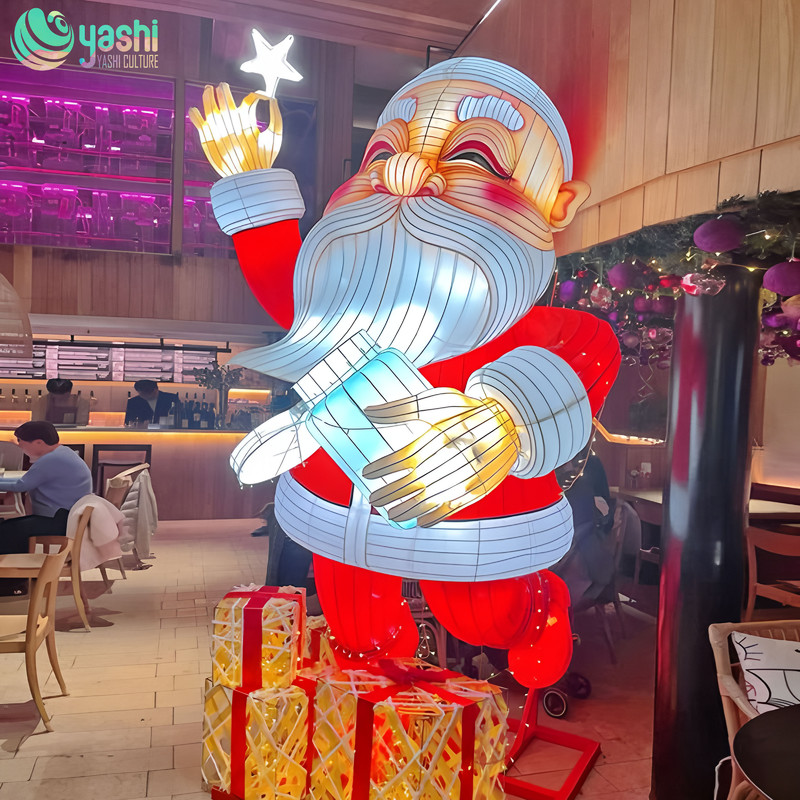 Handmade Christmas-themed lanterns in the shape of Santa Claus for festival party decorations