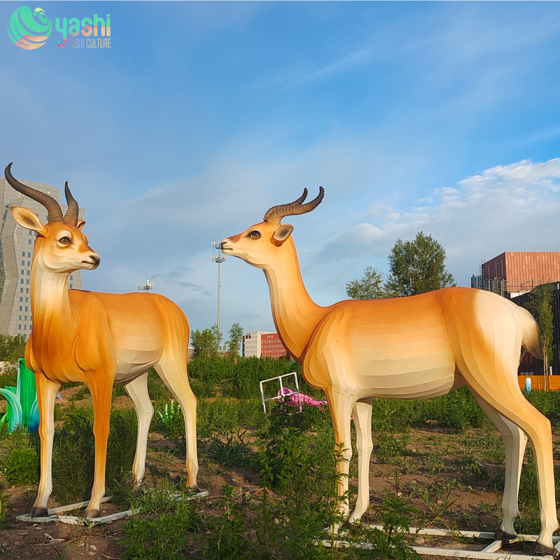 Custom Giant Elk Deer Zigong Lantern, Realistic LED Animal Light Sculpture for Park Outdoor Night Festival
