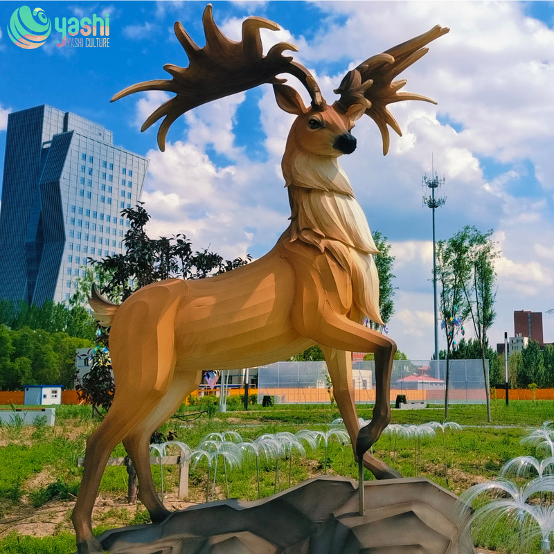 Custom Giant Elk Deer Zigong Lantern, Realistic LED Animal Light Sculpture for Park Outdoor Night Festival