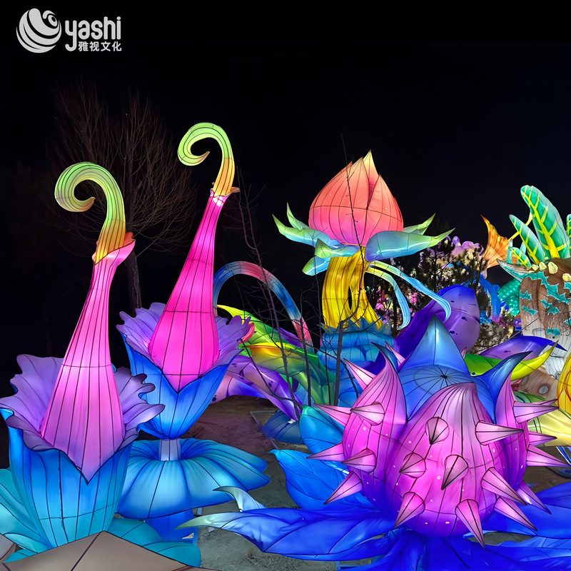 Chinese Festival Silk Zigong Lantern Waterproof For Outdoor Festival Decor