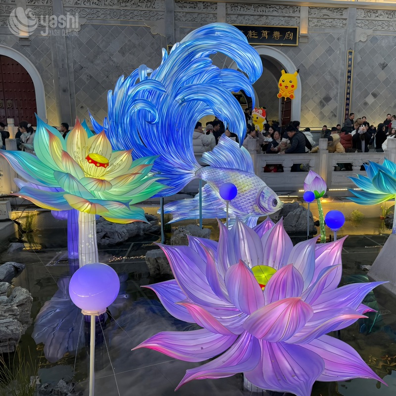 Lifelike Lotus Lanterns - Artificial Flower Decor for Outdoor & Garden Use