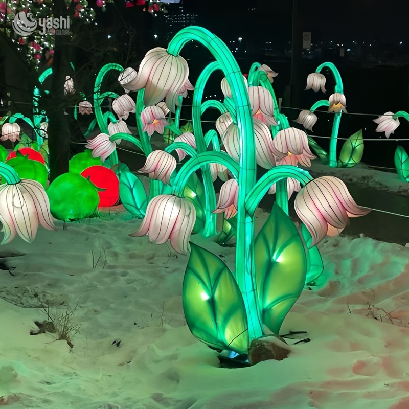 Lifelike Floral Zigong Lantern Detachable Colorful For Outdoor Garden Decor