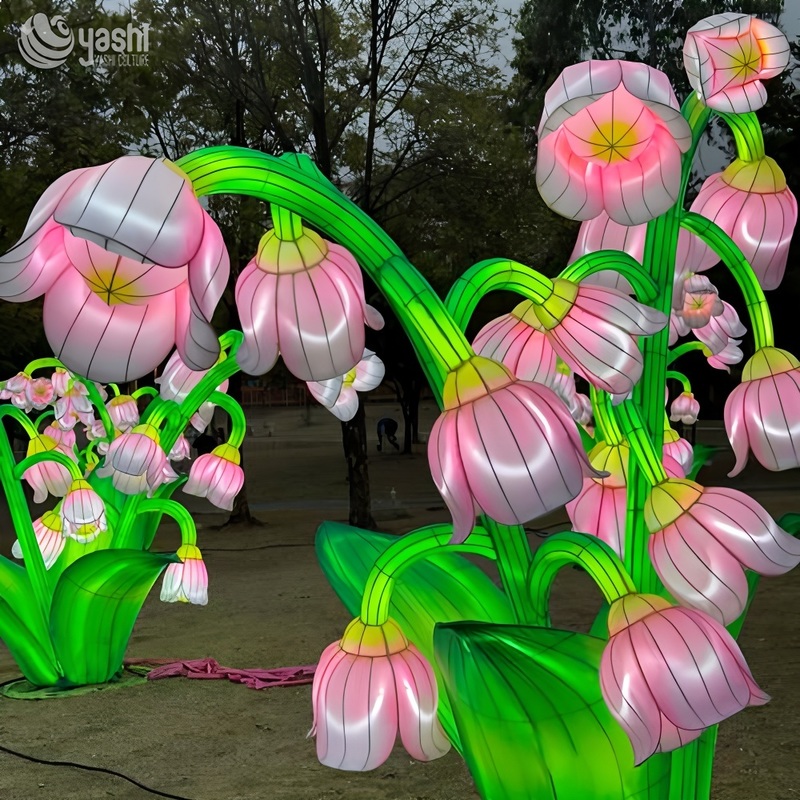 Lifelike Floral Zigong Lantern Detachable Colorful For Outdoor Garden Decor