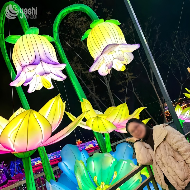 Lifelike Floral Zigong Lantern Detachable Colorful For Outdoor Garden Decor