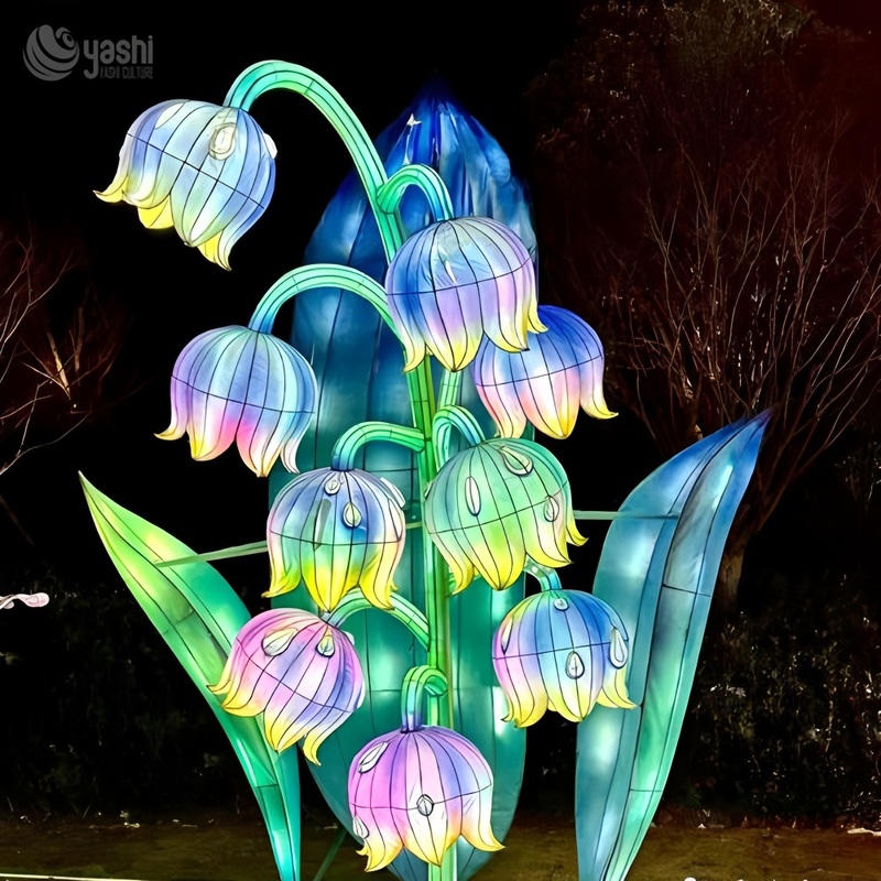 Custom Giant Lily of the Valley Flower Lantern, Large LED Floral Light Sculpture for Garden & Night Lantern Show