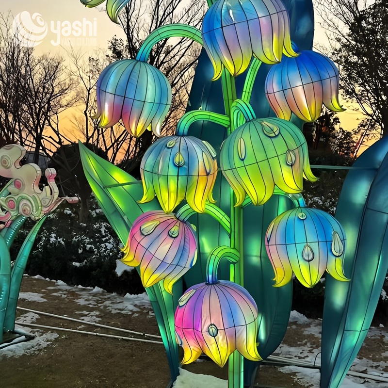 Custom Giant Lily of the Valley Flower Lantern, Large LED Floral Light Sculpture for Garden & Night Lantern Show