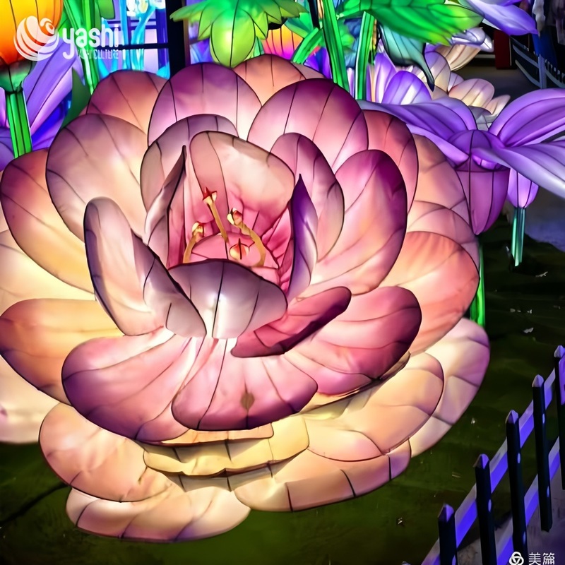 Traditional Chinese Festival Lanterns Set - Peony Decorative Colored & LED Silk Lanterns