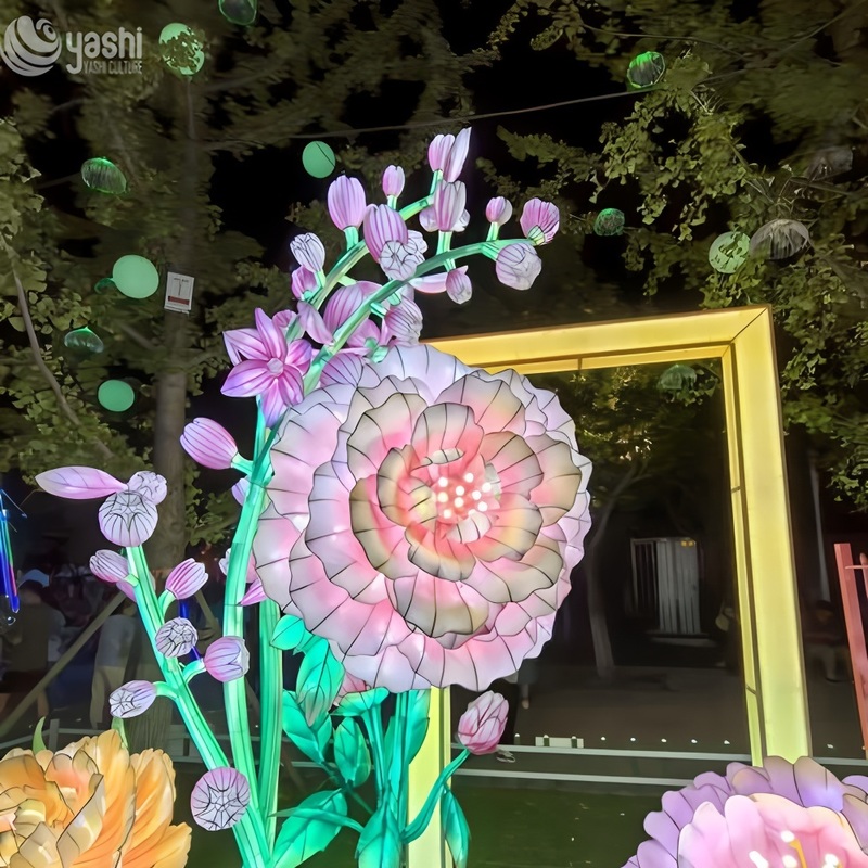 Traditional Chinese Festival Lanterns Set - Peony Decorative Colored & LED Silk Lanterns