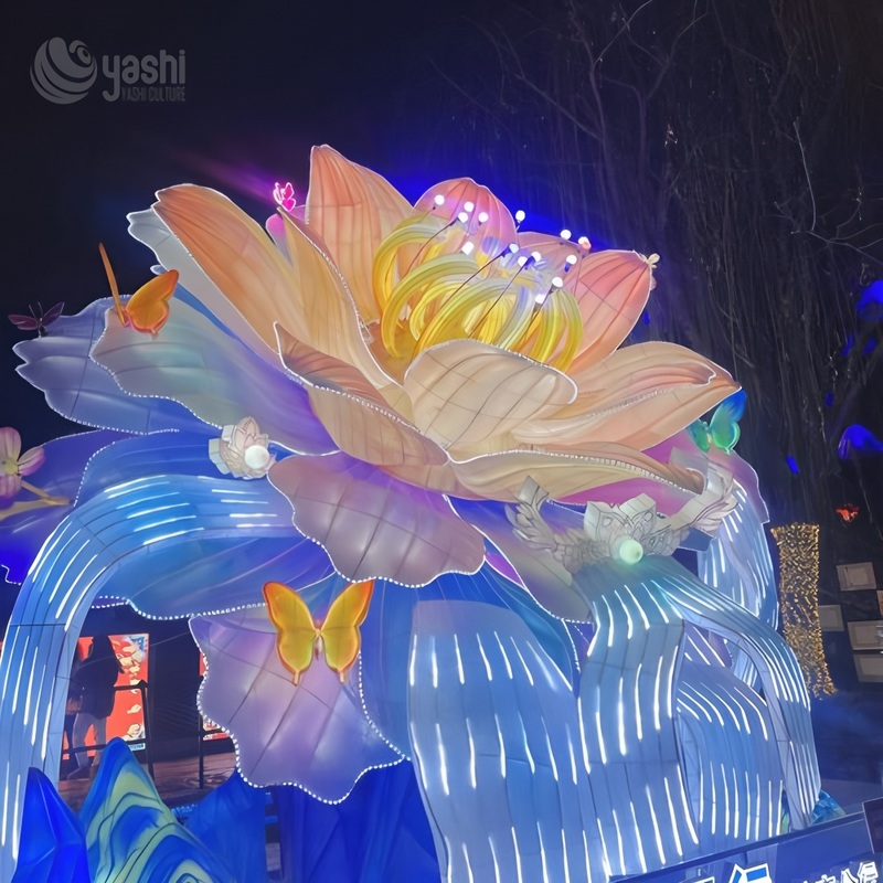 LED-Lanterne für große Pfingstrose, erleuchtete Blumenlichtskulptur für das Park Garden Night Festival