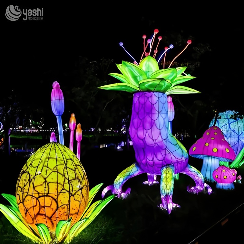 Custom Fantasy Dinosaur Egg & Alien Creature LED Lantern Set, Sci‑Fi Theme Light Sculpture for Outdoor Light Festival