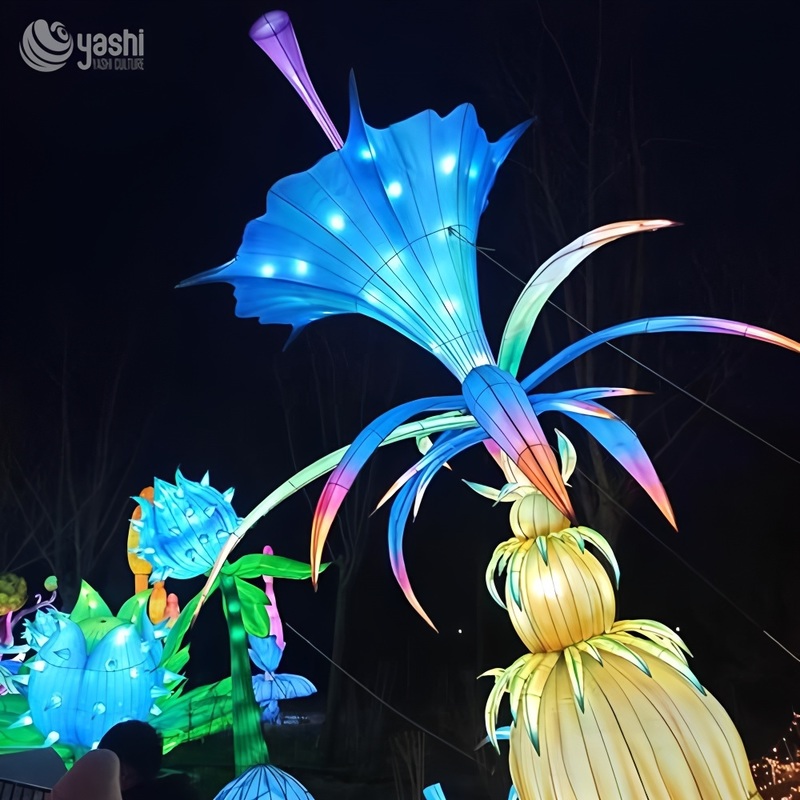 Realistic Silk Flower Lantern - Exotic Flower Design for Festival Decoration