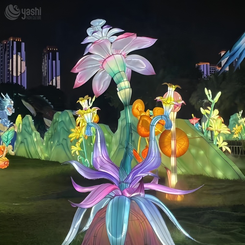 Realistic Silk Flower Lantern - Exotic Flower Design for Festival Decoration