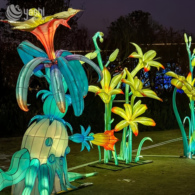 Realistic Silk Flower Lantern - Exotic Flower Design for Festival Decoration