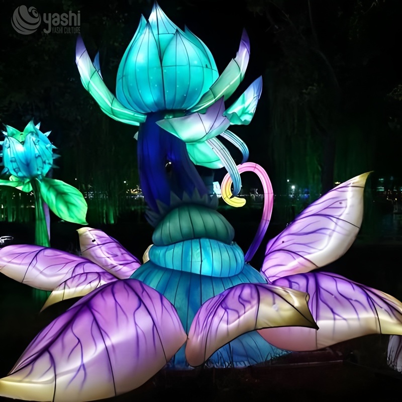 Silk Flower Lantern with Realistic Exotic Flower - Perfect for Festival Decor