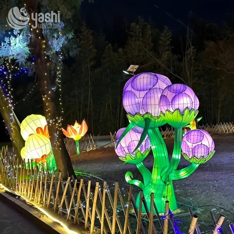 Silk Flower Lantern with Realistic Exotic Flower - Perfect for Festival Decor