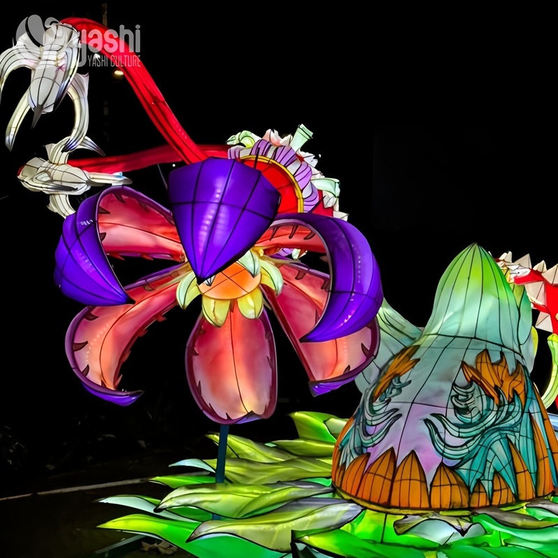 Custom Magical Fantasy Flower Lantern, Large LED Surreal Floral Light Sculpture for Enchanted Theme Park Festival