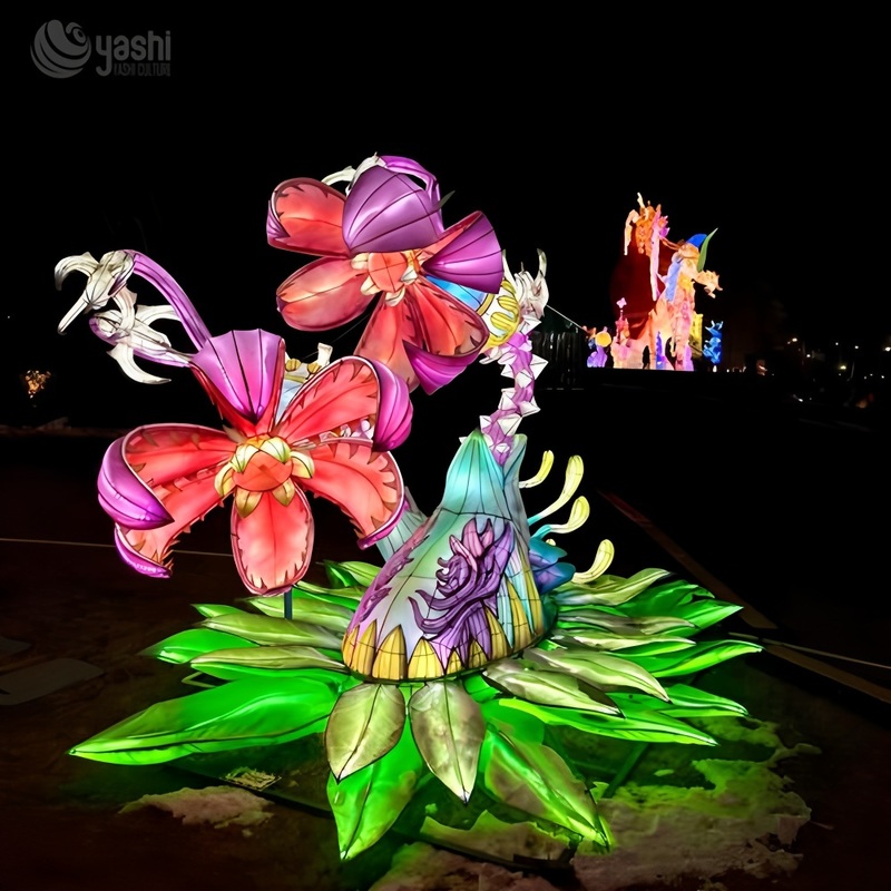 Custom Magical Fantasy Flower Lantern, Large LED Surreal Floral Light Sculpture for Enchanted Theme Park Festival