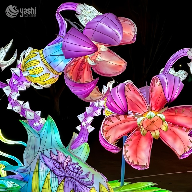 Custom Magical Fantasy Flower Lantern, Large LED Surreal Floral Light Sculpture for Enchanted Theme Park Festival