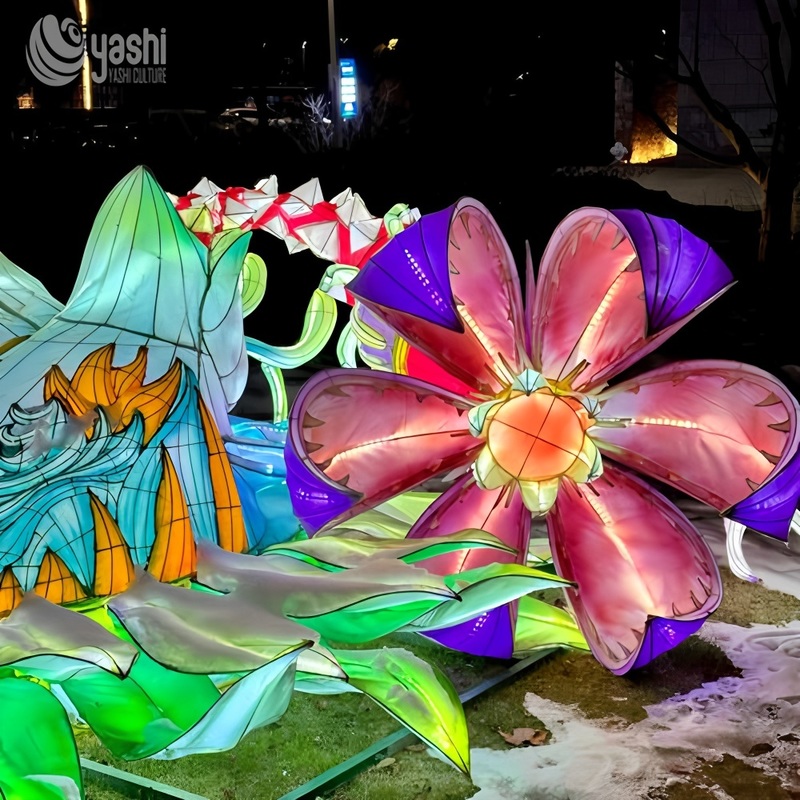 Custom Magical Fantasy Flower Lantern, Large LED Surreal Floral Light Sculpture for Enchanted Theme Park Festival