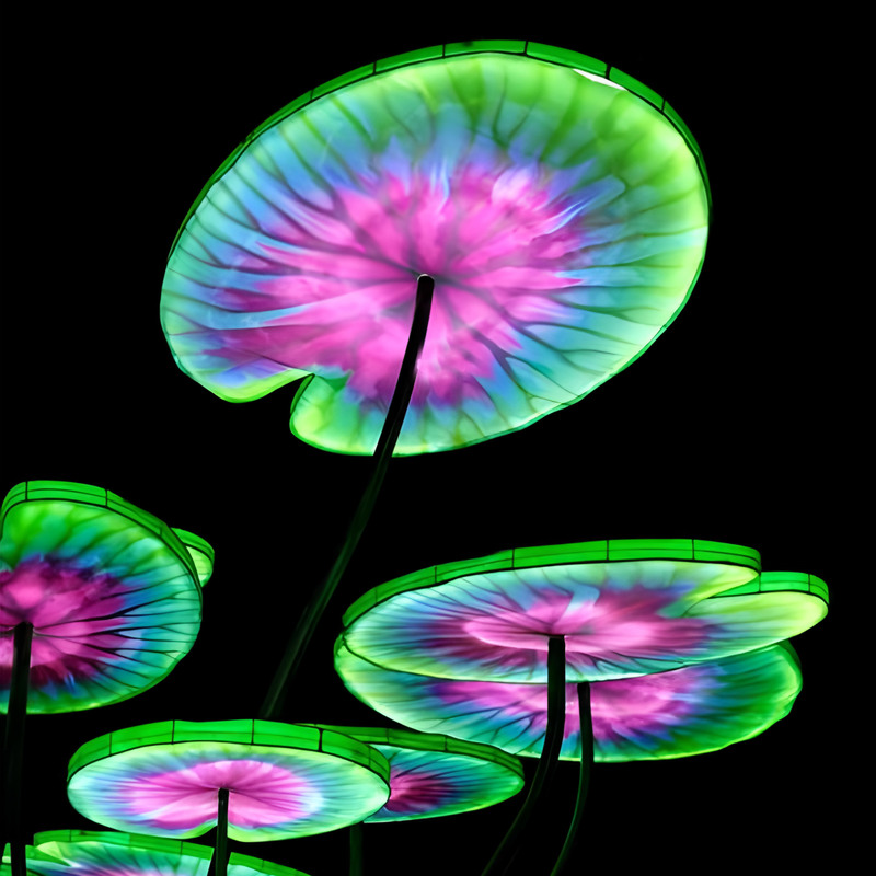 Color Changing Iron Wire Lotus Leaf Light for Shopping Mall Decorations
