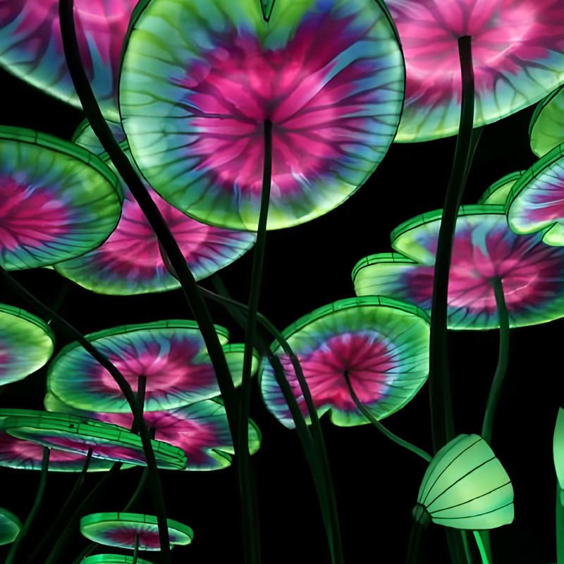 Color Changing Iron Wire Lotus Leaf Light for Shopping Mall Decorations