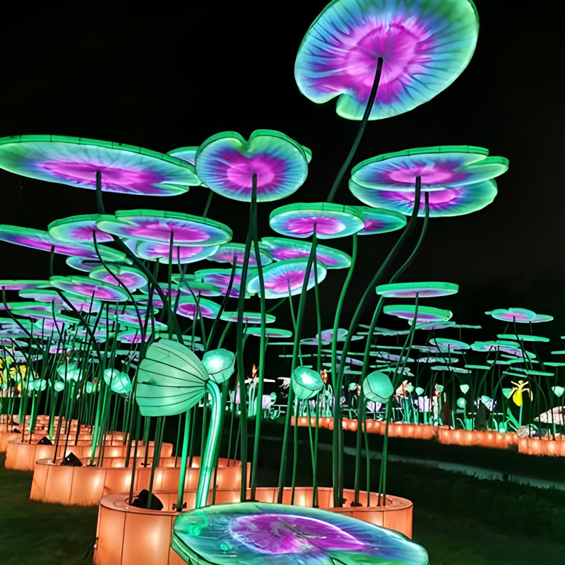 Color Changing Iron Wire Lotus Leaf Light for Shopping Mall Decorations
