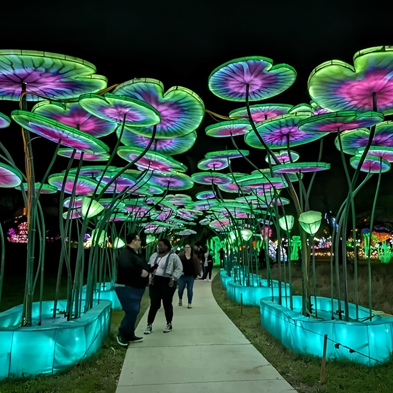 Color Changing Iron Wire Lotus Leaf Light for Shopping Mall Decorations