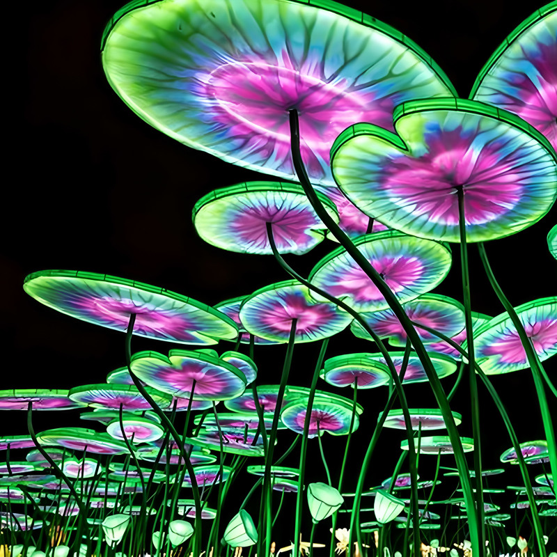 Color Changing Iron Wire Lotus Leaf Light for Shopping Mall Decorations