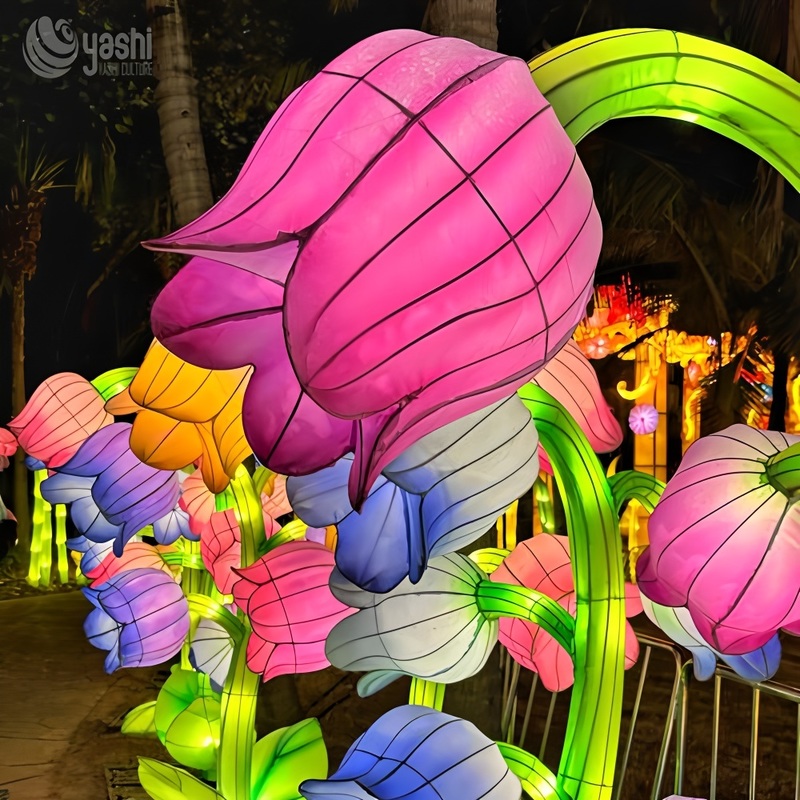 Custom Giant Blue Rose Flower Lantern, Large LED Floral Light Sculpture for Garden & Night Lantern Festival