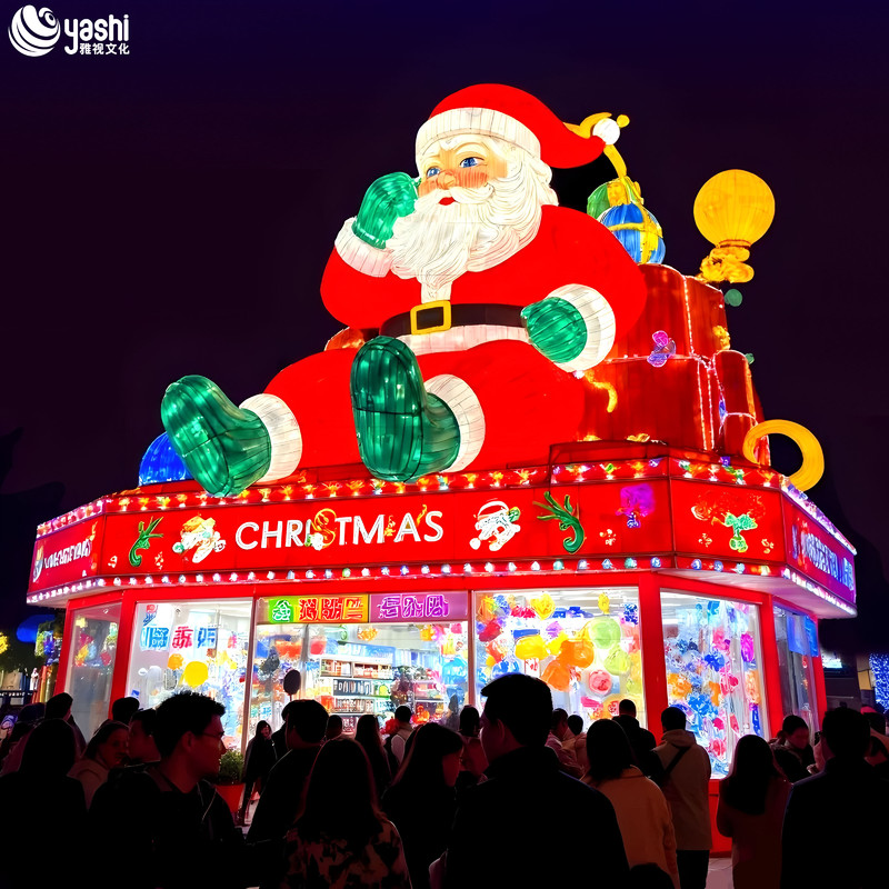 Custom Giant Santa Claus LED Light Sculpture, Outdoor Waterproof Christmas Figure Light Display for Mall & Holiday Light Festival