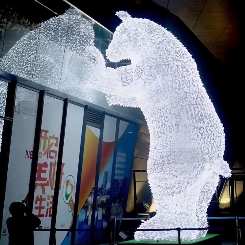 Custom White LED Kissing Dolphin Light Motif, Outdoor Illuminated Sculpture for Park & Commercial Light Show