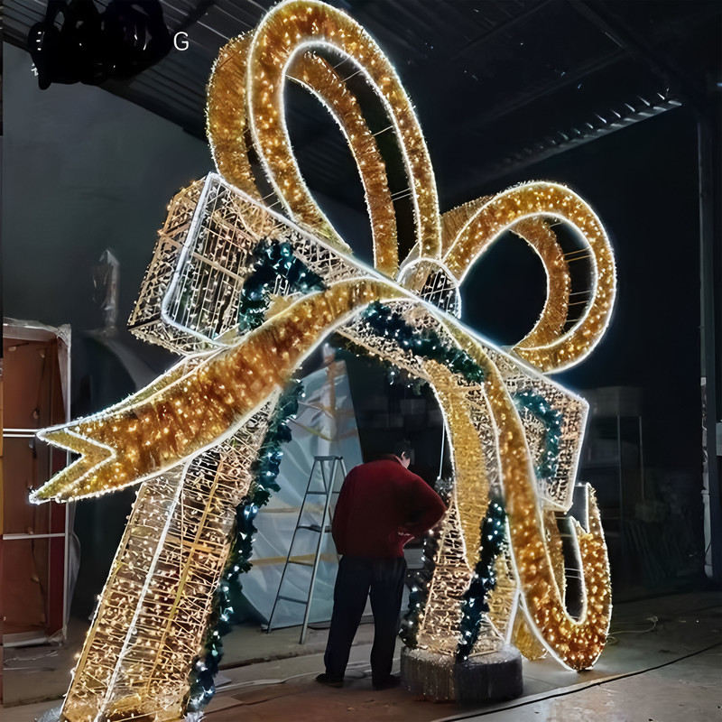 LED Iron Wire Gift Box Holiday Lights Decoration for Outdoor Plant Gardens