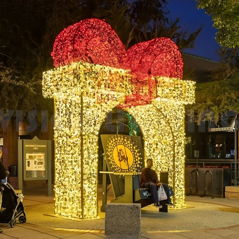 LED Iron Wire Gift Box Holiday Lights Decoration for Outdoor Plant Gardens