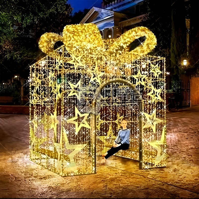 LED Iron Wire Gift Box Holiday Lights Decoration for Outdoor Plant Gardens