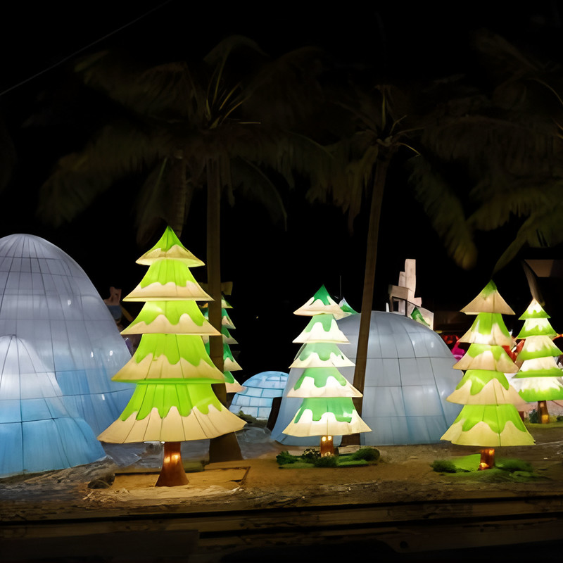 Handmade Christmas Decorative Lanterns, Lighted Christmas Tree Sculptures, for Indoor and Outdoor Decoration