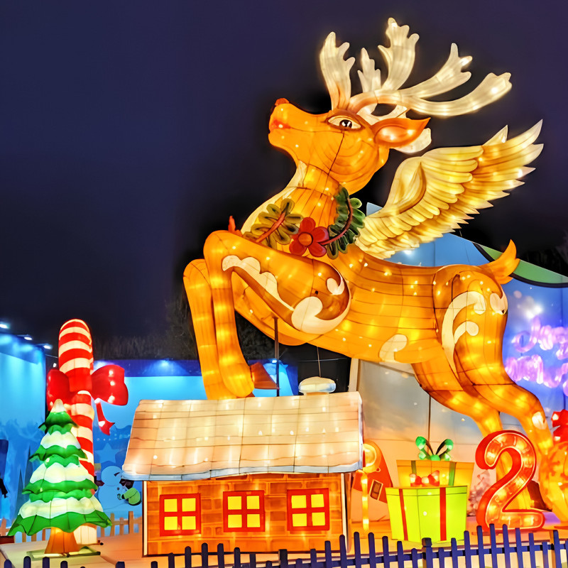 Large - scale Outdoor Christmas Decorations, Christmas Reindeer Glowing Lanterns, Lanterns Made of Waterproof Material。