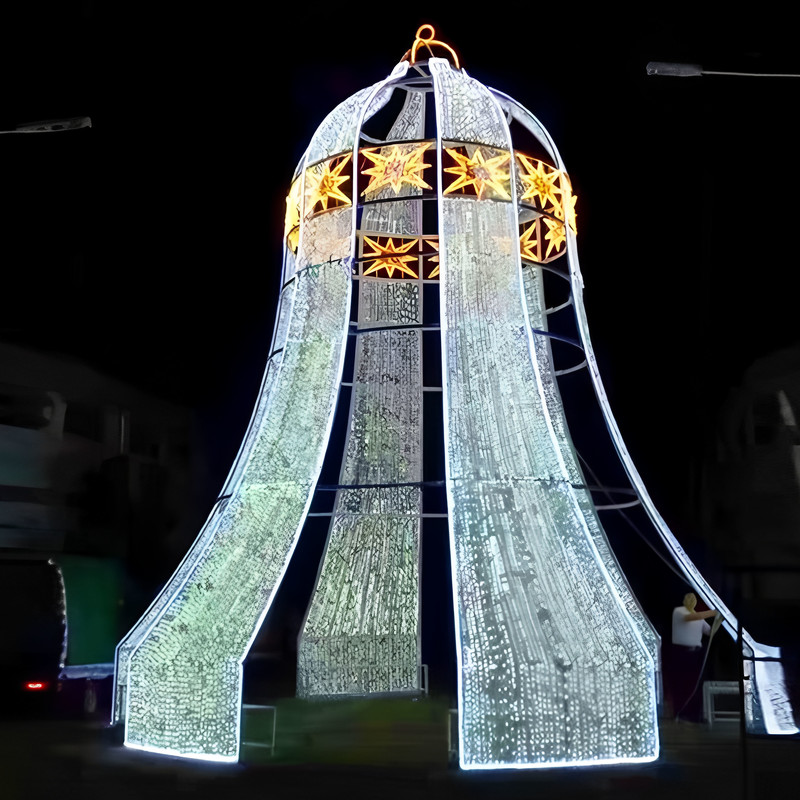 Custom Giant Christmas Bell Light Sculpture, Outdoor Waterproof LED Bell Arch Lantern for Shopping Mall Festival Light Show