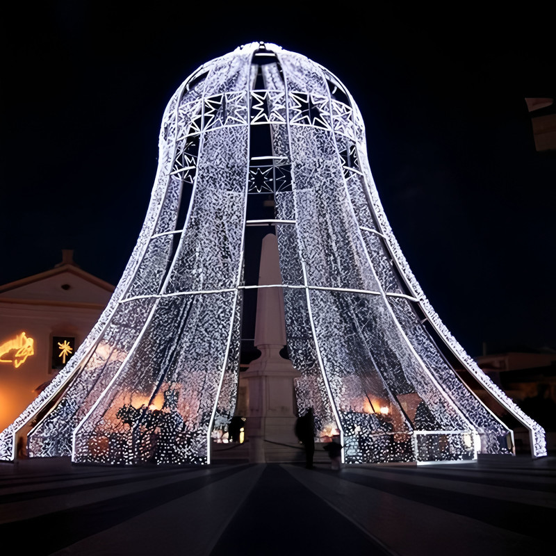 Custom Giant Christmas Bell Light Sculpture, Outdoor Waterproof LED Bell Arch Lantern for Shopping Mall Festival Light Show
