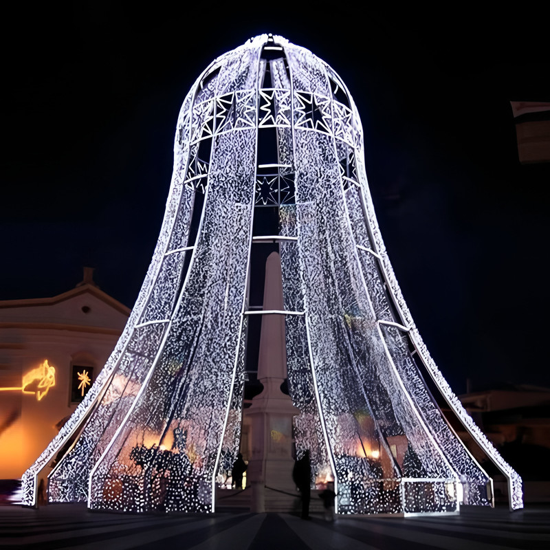 Custom Giant Christmas Bell Light Sculpture, Outdoor Waterproof LED Bell Arch Lantern for Shopping Mall Festival Light Show