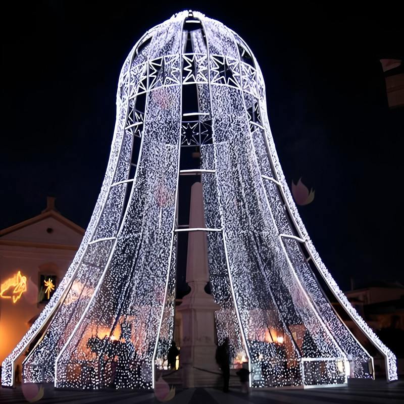 Custom Giant Christmas Bell Light Sculpture, Outdoor Waterproof LED Bell Arch Lantern for Shopping Mall Festival Light Show