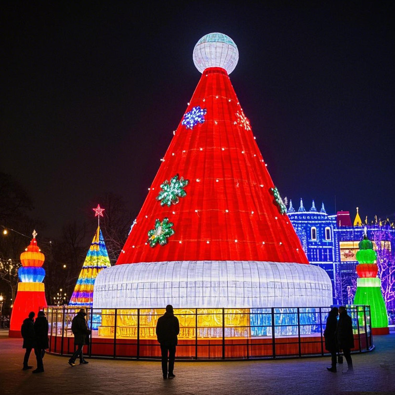 Large-scale Outdoor Lighting Decorations - Christmas Hat Lighting Sculptures, for Holiday Decorations & Themed Light Shows
