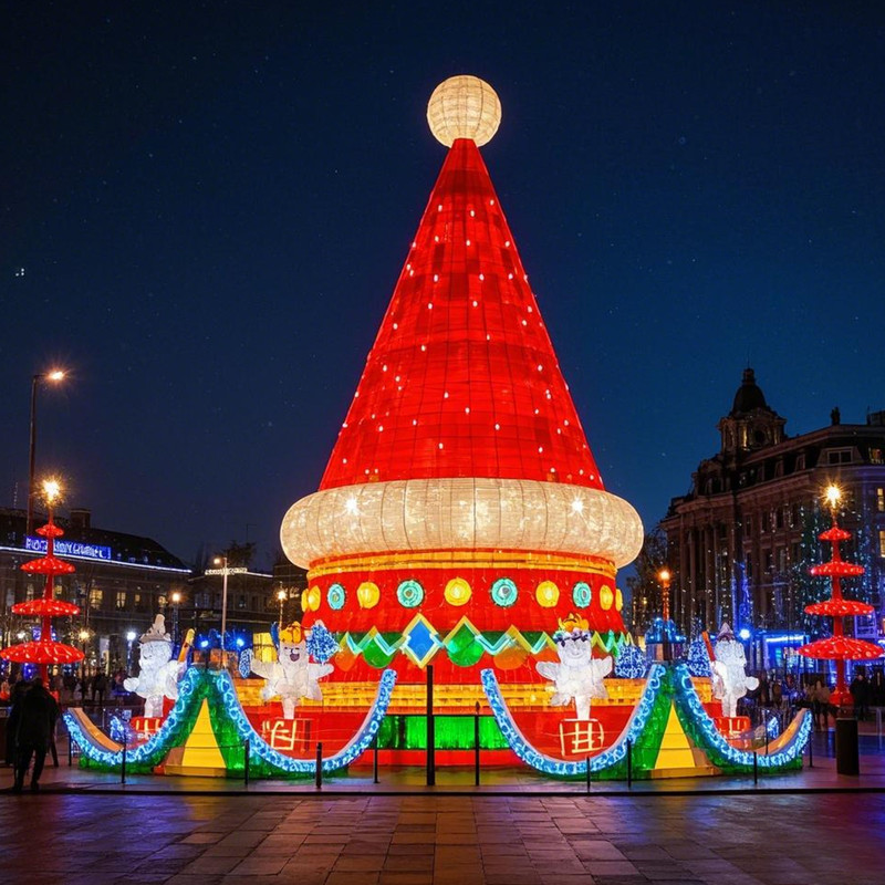Large-scale Outdoor Lighting Decorations - Christmas Hat Lighting Sculptures, for Holiday Decorations & Themed Light Shows