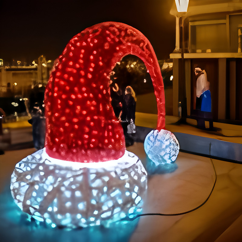 Christmas Outdoor Decorations - LED Christmas Hat Lantern Decorations for Street Decoration。
