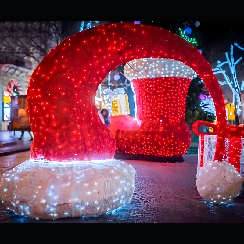 Christmas Outdoor Decorations - LED Christmas Hat Lantern Decorations for Street Decoration。