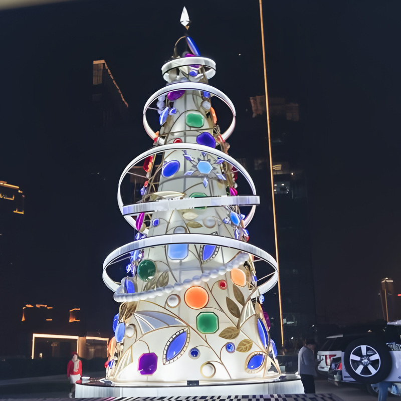 Custom Modern Spiral Giant Christmas Tree Light Sculpture, Outdoor Waterproof LED Mall Christmas Decorative Light Tree